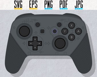 Switch Pro コントローラー | SVG | EPS | 編集可能なベクター | 透明な PNG と印刷可能なアートワーク | ビデオゲーム コントローラー