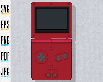 Game Boy Advance SP Printable Artwork | Retro Video Game Handheld | Vector | Editable Svg | Eps | Transparent PNG | 5 Colour Bundle