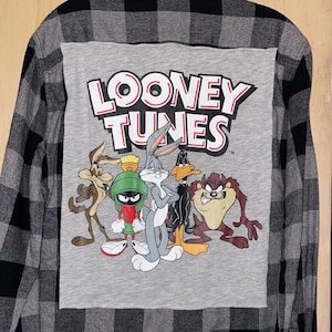 Looney Tunes cartoon graphic T-shirt patchwork flanel. Uniseks heren small