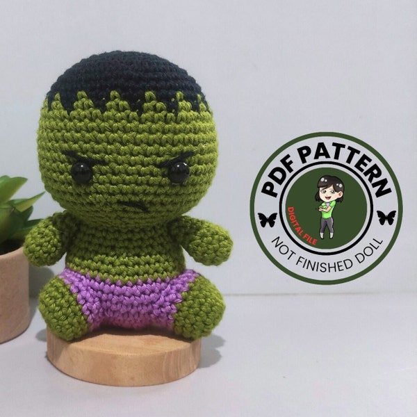 PDF PATTERN -  Hulk Crochet Pattern - Hulk Amigurumi-  Digital File -