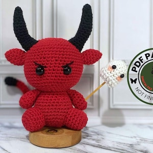 Wzór PDF - Wzór na małego czerwonego diabła - Mały czerwony diabeł Amigurumi - Plik cyfrowy