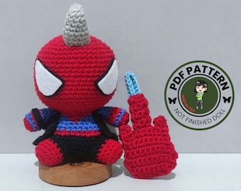 Patrón de crochet para amigurumi de Spider Guitar Hero (patrón PDF)
