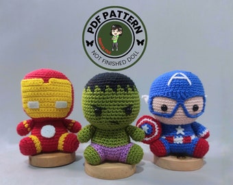 PDF PATTERN BUNDLE - Iron Hero, Green Giant, Little Captain Crochet Pattern - Digital File -