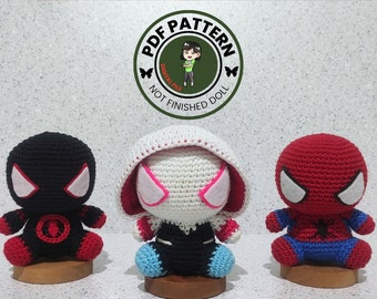 PDF PATTERN BUNDLE - Spiderman, Spider-Gwen, Spiderman Miles Morales Crochet Pattern - Digital File -