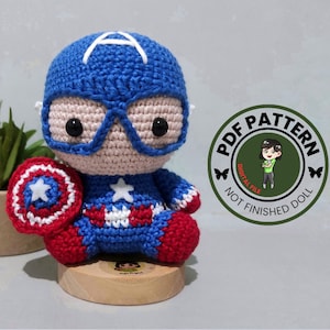 PDF PATTERN - Little  Captain Crochet Pattern - Little Captain Amigurumi - Digital File -