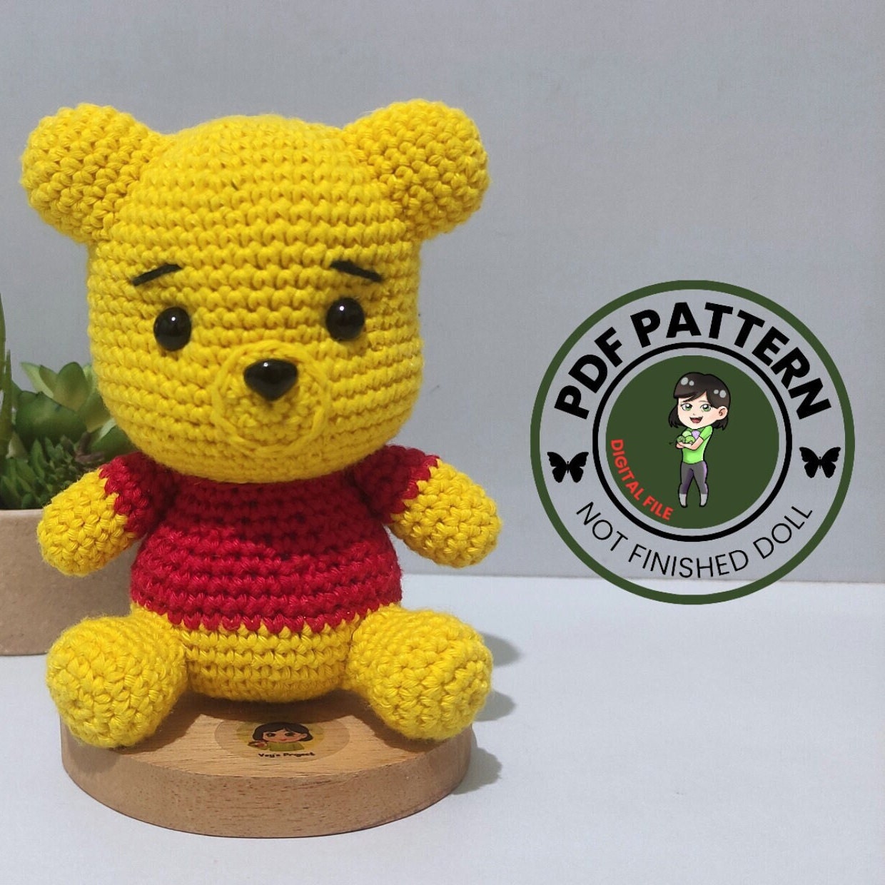 黄色いクマの編みぐるみ編み図（PDFパターン） - Etsy 日本