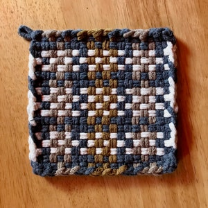 Original Potholder Handmade with 100% Cotton Loops - Woven Retro Style - Approx. 5.5&quot; x 5.5&quot; Square - Available in Single or Matching Pair