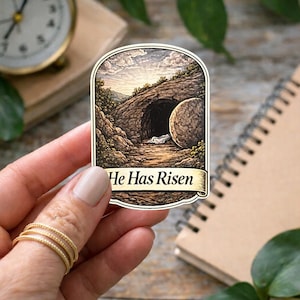 Pegatina de vinilo "Él ha resucitado" / Regalo SUD de Pascua