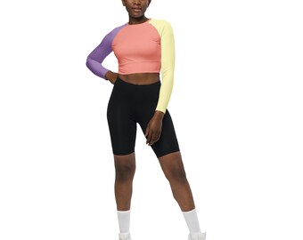 Spring Colour Block Crop Top | Recycled long-sleeve