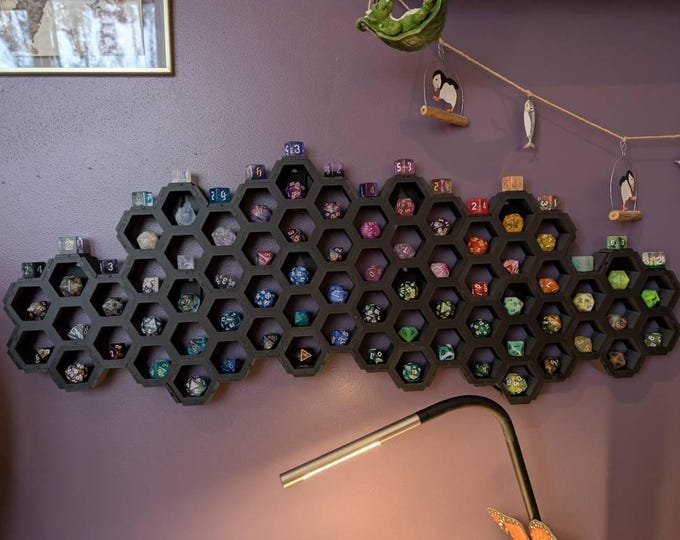 Modular Hexagon Dice Display | D20 Holder, Wall-Mountable