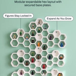 Modular Hexagon Minifigure Display – 3D Printed Wall Shelf