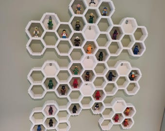 Modułowy stojak na minifigurki w kształcie sześciokąta – półka ścienna drukowana w technologii 3D