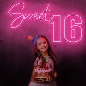 Sweet 16 Neon Sign Happy Birthday Party Led Light Custom Happy Birthday Sign Number Neon Sign Custom Your Personalized Neon Light UK