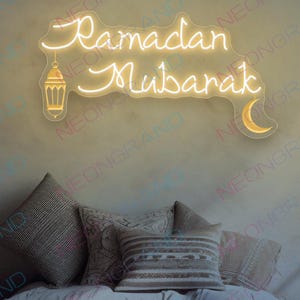 Eid Decoration Eid Mubarak Sign Gold Ramadan Eid Mubarak Sign For Outdoor LED Light Arabic Sign Ramadan Kareem Neon Sign Ramadan Decor Sign