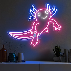 Axolotl Neon Sign Axolotl Lamp Custom Neon Sign Custom Sign Light Cute Axolotl Salamander Neon Sign Pink Axolotl Lover Gifts Axolotl Led