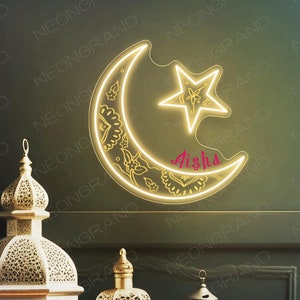 Custom Eid Mubarak Sign Gold Ramadan Eid Mubarak Sign For Outdoor LED Light Arabic Custom Eid Decoration With Light Ramadan Kareem Neon Sign