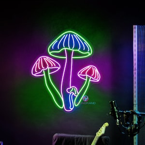 Mushroom Neon Sign Mushroom LED Light Mushroom Lamp Mushroom Decor Aesthetic Hippie Room Neon Sign Psychedelic Wall Art Custom Neon Sign