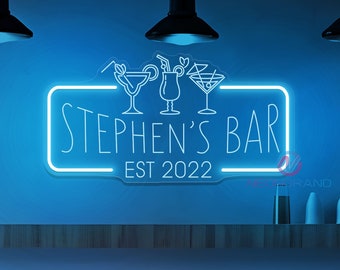 Personalized Bar Sign for Home Bar Decor Man Cave Decor Custom Bar Sign Beer Lover Gift Pub Sign Basement Bar Sign With Light Valentine Gift