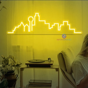 City Neon Sign Dallas Skyline Neon Sign City Neon LED Light Dallas Custom Neon Sign City Skyline Neon Sign Custom Halloween Gift Bar Decor