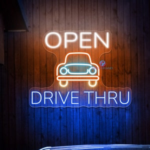 Open Drive Thru Sign Drive Thru Neon Sign Custom Neon Sign Open Neon Sign For Business Drive Thru LED Light Restaurant Neon Sign Shop Open