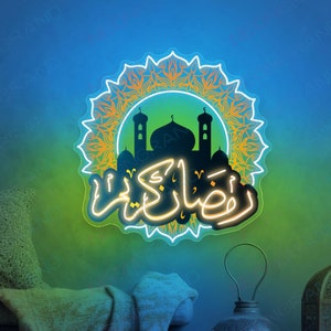 Eid Decoration Mubarak Sign Gold Ramadan Eid Mubarak Sign For Outdoor LED Light Arabic Sign Ramadan Kareem Neon Sign Ramadan Decor Sign