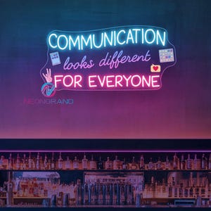 Communication Looks Different For Everyone Neon Sign Speech Therapist Gift Welcome To Speech Speech Therapist Room Sign Therapy Classroom