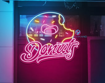 Donut Neon Sign Donut LED Light Doughnut Sign Food Neon sign Kitchen Decor Restaurant Decor Light Donut Shop Sign Donut Open Sign