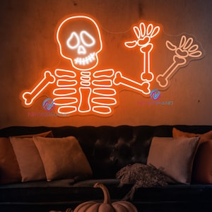 Skeleton Neon Sign: Halloween Skull LED Light Decor