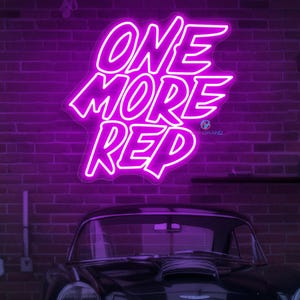Letrero de neón &quot;One More Rep&quot;, luz LED motivacional, decoración inspiradora para gimnasio, arte de pared para fitness, cita de entrenamiento, luz de neón, decoración moderna para el hogar.