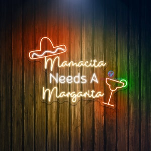 Mamacita Needs A Margarita Neon Sign Custom Margarita Neon Light Cocktails Bar LED Light Neon Party Sign Cadeau voor Mamacita Cinco De Mayo