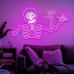 Skeleton Neon Sign Halloween Skull Neon Sign Halloween Party Decorations Funky Neon Sign Halloween Decor LED Light Custom Halloween LED Sign