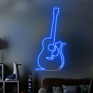 Guitar Neon Sign Guitar Neon Led Guitar Wall Decor Neon Sign , Custom Neon Sign Valentines Gift For Him Her Live Music Neon Sign On Air Sign