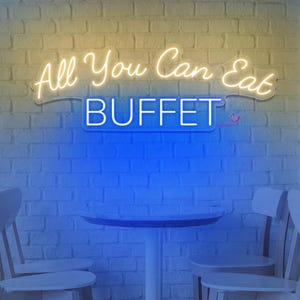 All You Can Eat Buffet Neon Sign – Bright LED Restaurant Wall Light for Dining Areas Cafeterias Food Courts Entrance Decor Business Sign