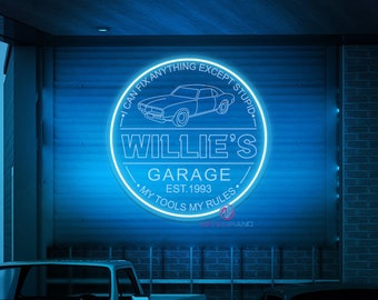 Custom Garage Sign Personalization Neon Garage Sign LED Lights Men Gift Car Personalized Workshop Sign Car Sign For Garage Father Day Gift