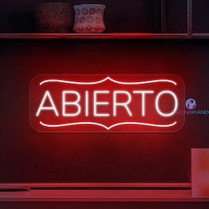 Letrero de Abierto Letrero de neón de Abierto Letrero de Abierto de Luz LED para Negocios Letrero de Abierto de Restaurante Español Letrero de neón de Comida Letrero LED Personalizado para Escaparate