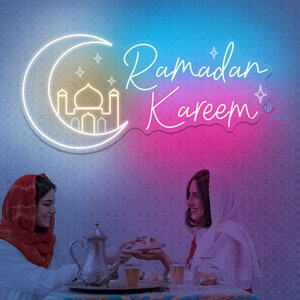 Ramadan Kareem Neon Sign Eid Mubarak Decor Ramadan 2024 Ramadan Mubarak Neon Light Eid Mubarak  LED Light Yard Sign Customize Ramadan Gift