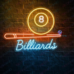 Billiards Neon Sign Billiards LED Light Pool Hall Neon Sign Custom Neon ...