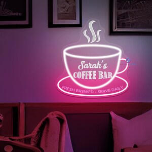 Personalized Coffee Bar Sign Custom Cup of Coffee Wall Decor Custom Name Sign Custom Neon Sign Wall Art Coffee Kitchen Sign Valentines Gift