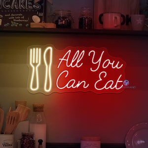 You Can Eat Neon Sign Buffet Sign Restaurant Decor Neon Sign Kitchen Decor Buffet Neon Sign Food Neon Sign Outdoor Neon Sign Kitchen Sign