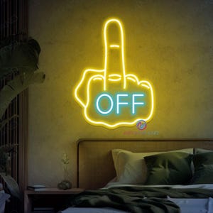 Zero Fvcks Given Neon Sign Middle Finger Sign Funny Bedroom Neon Decor Man Cave Wall Art Cool Bar Sign Middle Finger Neon Fvcks Off Sign