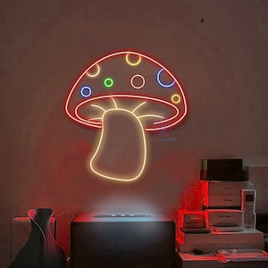 Mushroom LED Neon Sign Mushroom Kitchen Decor, Aesthetic Wall Decor, Bedroom Decor, Mushroom Decoration Neon Sign, Halloween Neon Sign