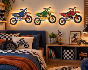 Dirt Bike Name Sign Dirt Bike Gifts Motocross Gift Dirt Bike Decor Motocross Wall Art Dirt Bike Ornament Boy Christmas Gift Kids Night Light