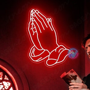 Christ Sign Faith Neon Sign Praying Hand Neon Sign Custom Neon sign Decor Personalized LED Light Hand of God Neon Sign Jesus Wall Decor