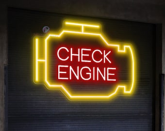 Check Engine Light Check Engine Neon Sign LED Garage Sign Car Sign Custom Neon Sign Birthday Gift For Dad Fathers Day Gift For Him Husband
