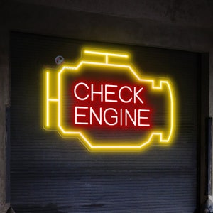 Check Engine Light Check Engine Neon Sign LED Garage Sign Car Sign Custom Neon Sign Birthday Gift For Dad Fathers Day Gift For Him Husband