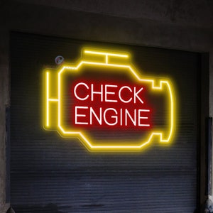 Check Engine Light Check Engine Neon Sign LED Garage Sign Car Sign Custom Neon Sign Birthday Gift For Dad Valentine Gift For Him Husband