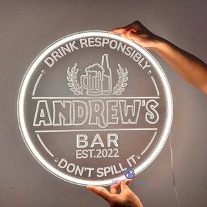 Personalized Gift For Dad Custom Bar Sign Outdoor Neon Sign Whiskey Bar Neon Sign Light Up Bar Sign Gift For Him Man Cave Decor Sign