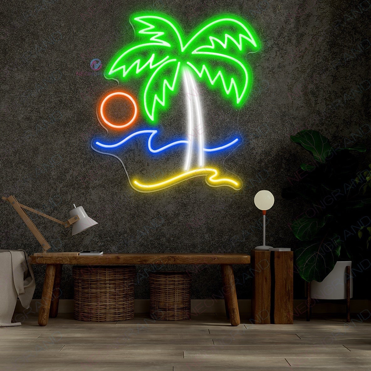 Palm Tree Neon Light Custom Neon Palm Tree Sign Palm Neon Etsy