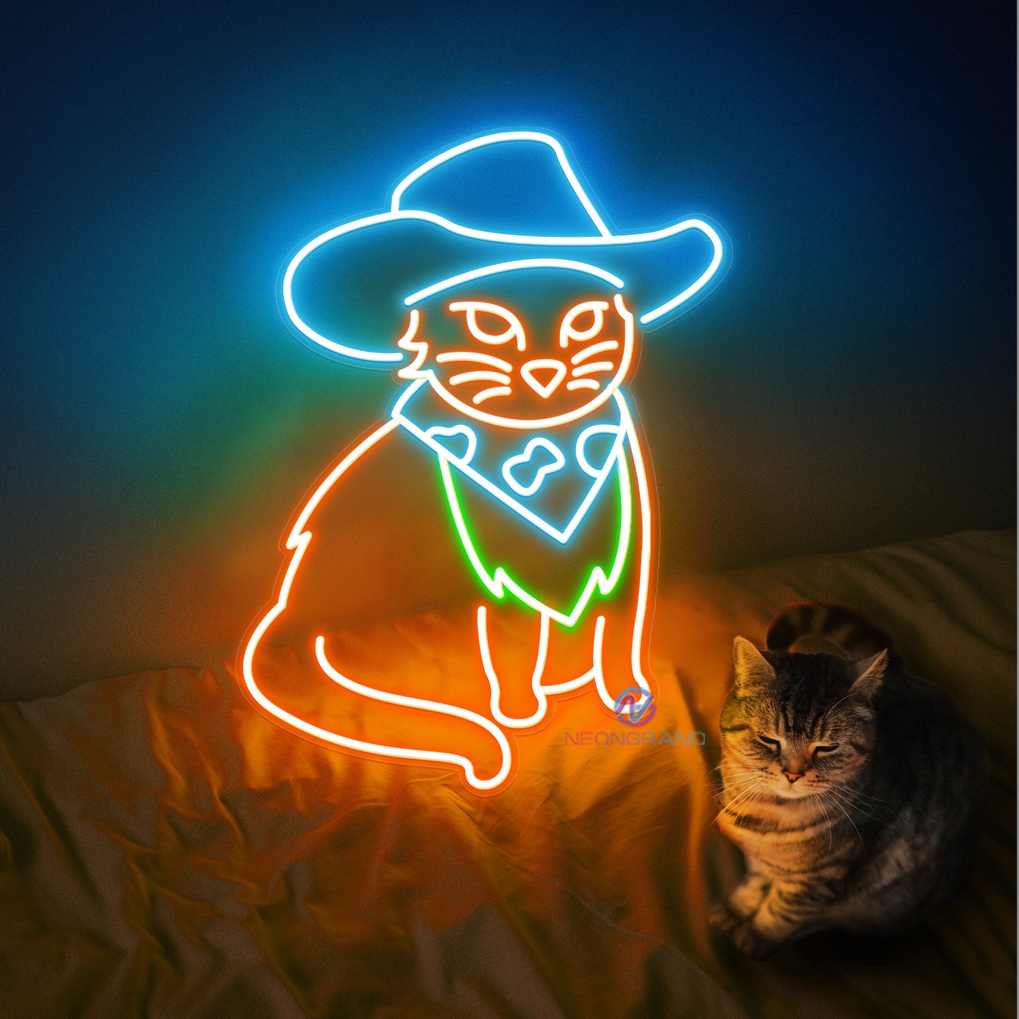 Green Alien LED Neon Signs Hat Cat Ghost Hanging Wall Art Decor
