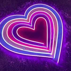Rainbow Heart Neon Sign Heart Neon Sign Gift For Lover Love Heart Neon Light Bedroom Heart LED Light Neon Sign Valentines Gift Idea